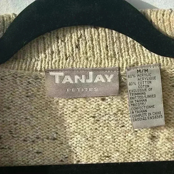 TANJAY Grannycore Cardigan Embroidered Lady Walking Dog Size Petite Medium - Picture 9 of 9